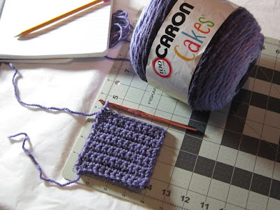 crochet, yarn, Caron Cakes, gauge swatch
