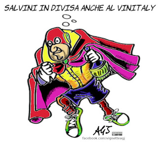 vinitaly, salvini, superciuk, vino, fiera, vignetta, satira