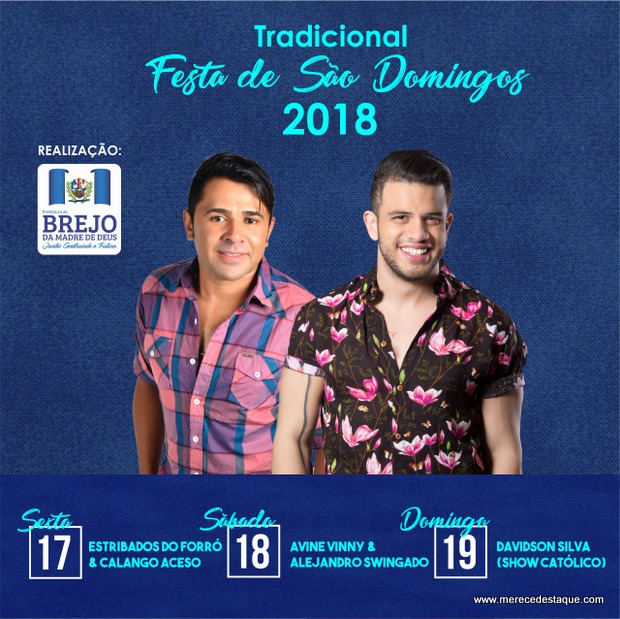 Prefeitura do Brejo divulga a programação da tradicional festa de São Domingos 2018