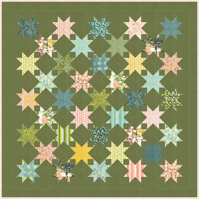 Midnight Clear quilt pattern in Willow fabric by 1 Canoe 2 for Moda Fabrics