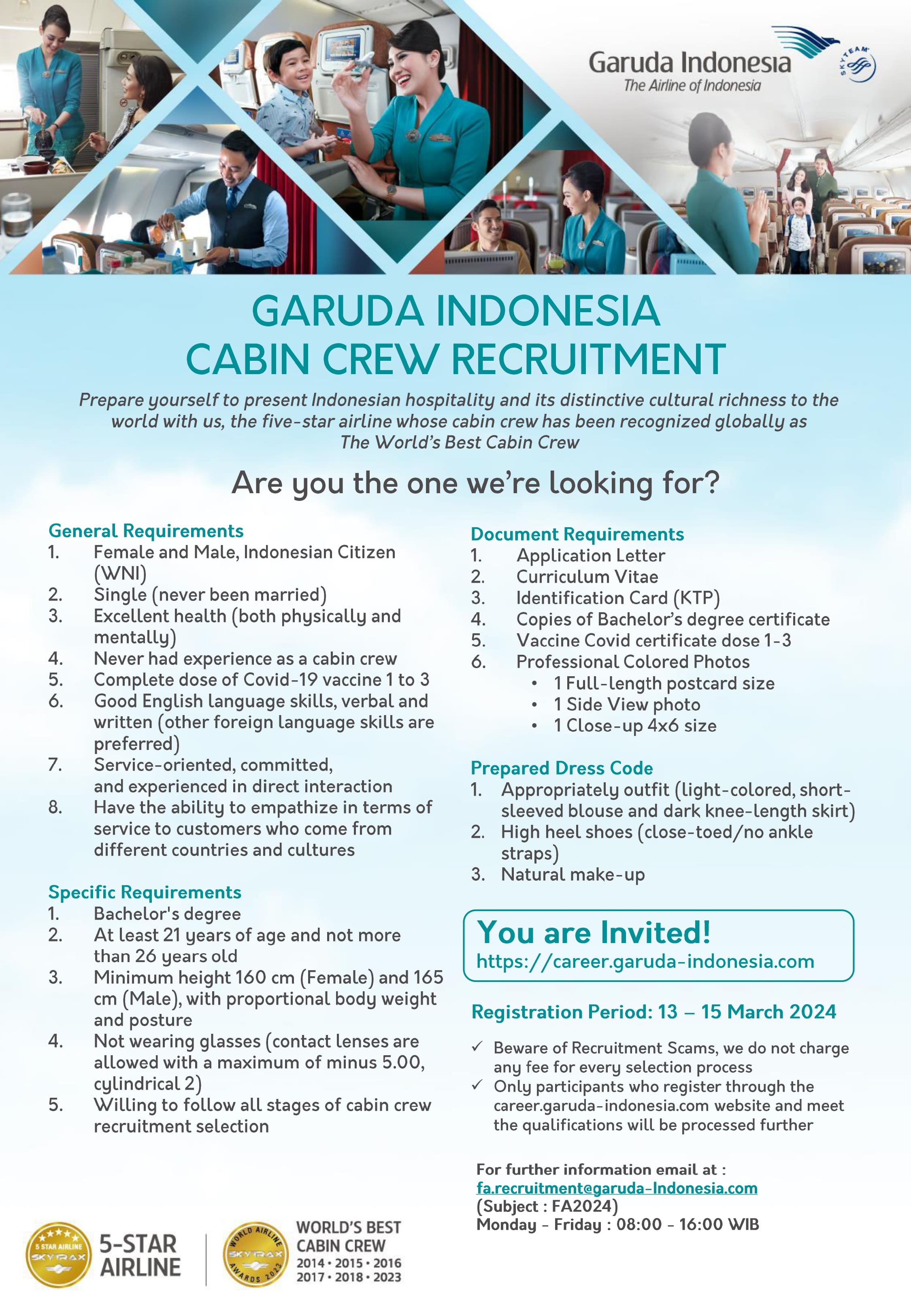 Rekrutmen Cabin Crew Garuda Indonesia