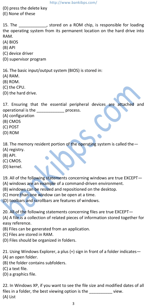 basic computer knowledge for bank po exam