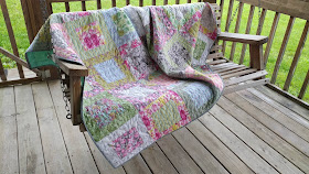 Box Block quilt using Rose Water fabric by Free Spirit