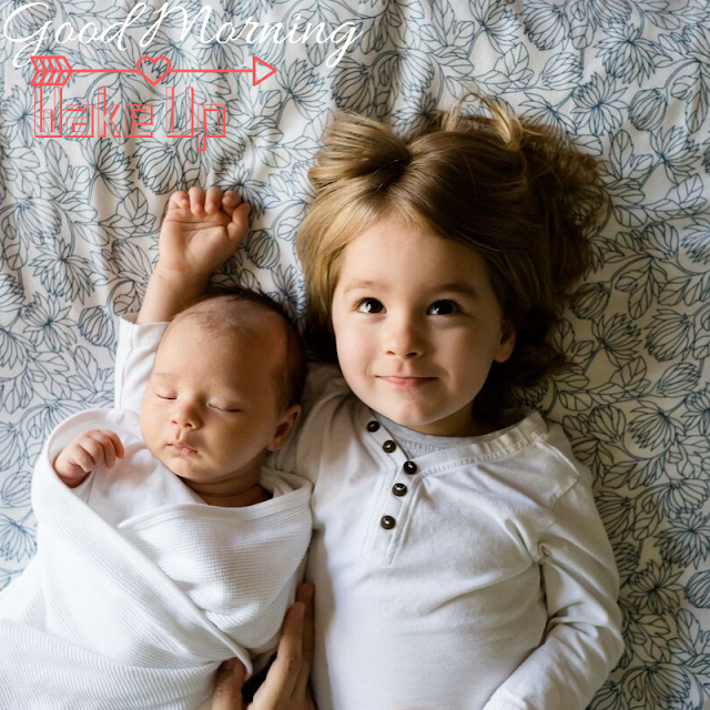 Sleeping Baby and her sister Good Morning Images