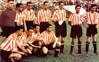 📸ATLÉTICO DE BILBAO 📆20 junio 1943 ⬆️Lezama, Elices, Ortiz, Zarra, Oceja, Urra, Nando. ⬇️Panizo, Ortuzar, Mieza y Gainza. ATLÉTICO DE BILBAO 1 🆚 REAL MADRID C. F. 0 Domingo 20/06/1943, 19:00 horas. Copa del Generalísimo, Final. Madrid, estadio Metropolitano. GOLES: ⚽1-0: 114’, Telmo Zarra.