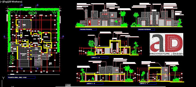 Modern Houses Design Dwg format 01