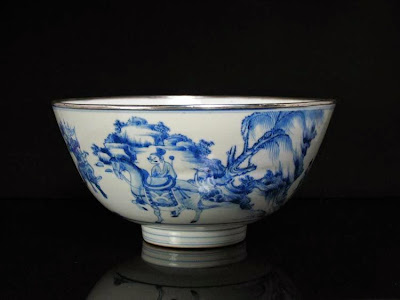 <img src="Rare kangxi bowl .jpg" alt="With Horses and Sterling silver rim ">
