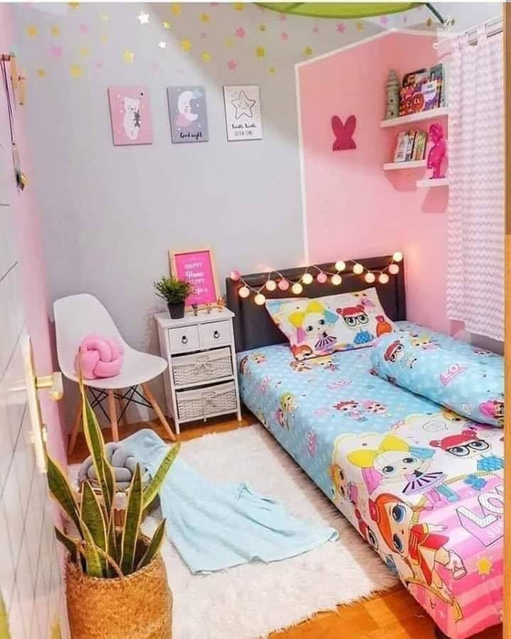 Inspirasi ide dekorasi kamar sederhana minimalis modern anak perempuan cat warna pink