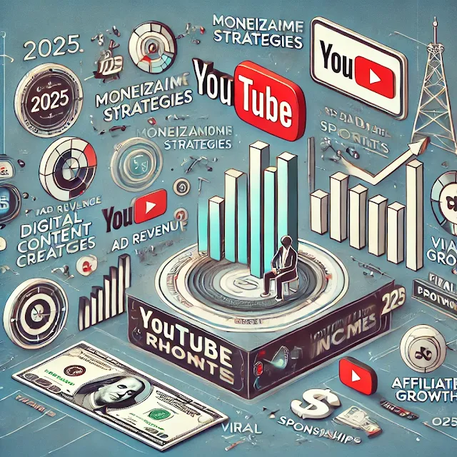 Infographic illustrating potential earnings from YouTube Shorts in 2025, covering monetization strategies, ad revenue, sponsorships, affiliate marketing, and viral growth potential.