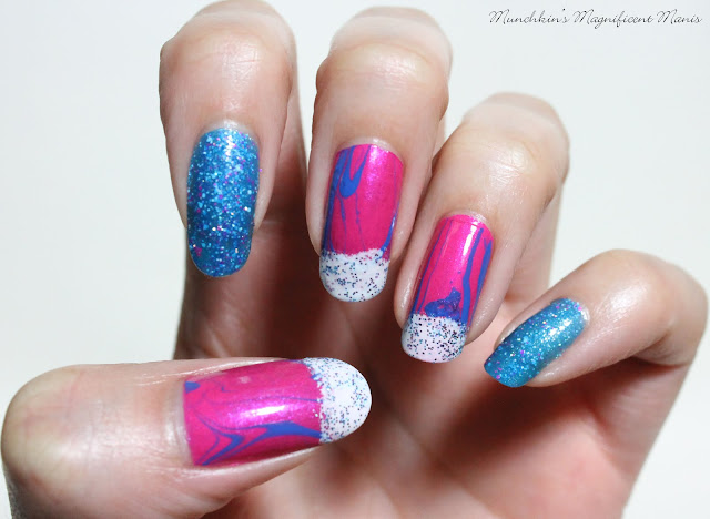 Unicorn Frap, Water Marble Nail Design