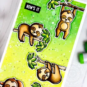 Sunny Studio Stamps: Silly Sloths How's It Hanging Wanna Hang Out Punny Cards by Rachel Alvarado and Lexa Levana