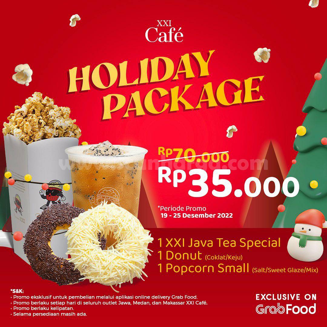 Promo XXI CAFE Paket Holiday – Java Tea + Donut + Popcorn Harga hanya 35RB