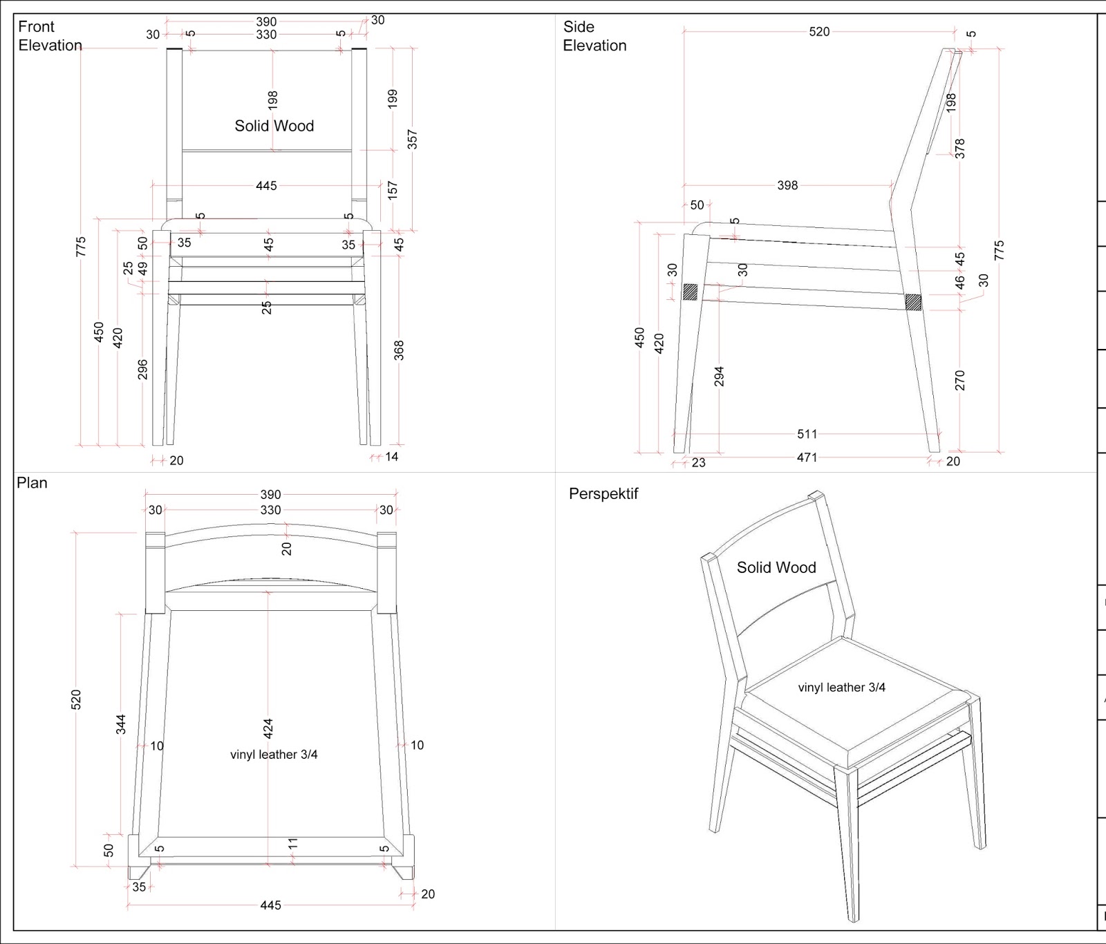 Shop Drawing Kursi  untuk TK atau Anak Anak Mlakukayu 