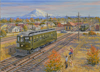 PSER 523 is depicted in this J. Craig Thorpe oil painting as it departs Auburn for Kent.