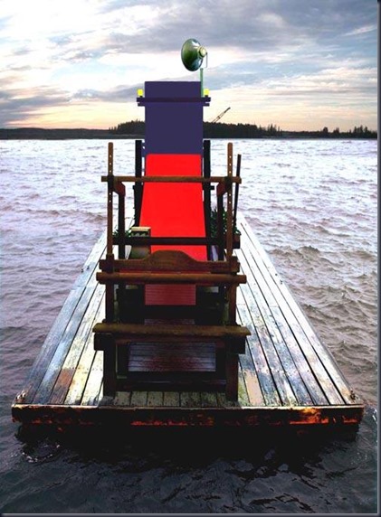 Nikos Charalambidis, Rietveld's Red Blue Chair blocked in a traditional loom [2006]