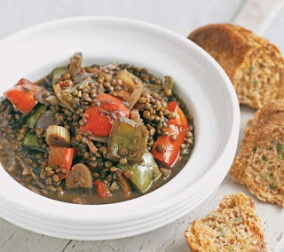 puy lentil stew with garlic bread recipe