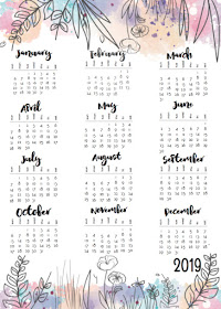 2019 one page calendars