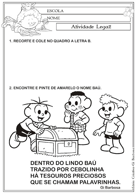 Atividade Letra B Turma da Mônica