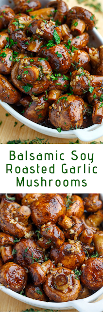 Balsamic Soy Roasted Garlic Mushrooms