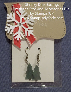 Shrinky Dink Earrings made with the Stampin'UP! Stocking Accessories Die