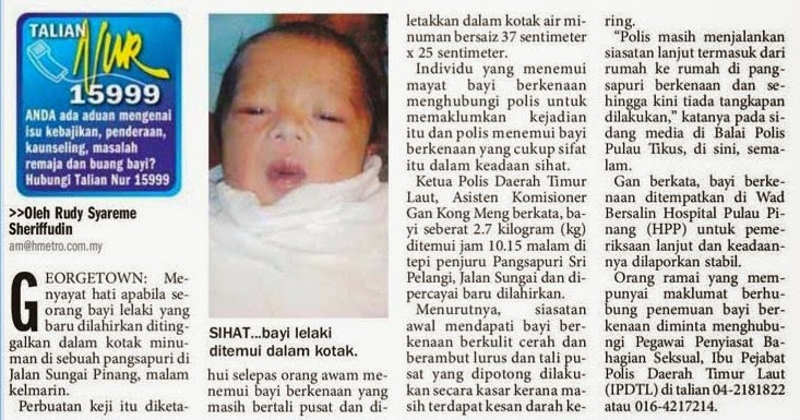 Isu-isu Moral Terkini: Pembuangan Bayi Dalam Kotak Minuman