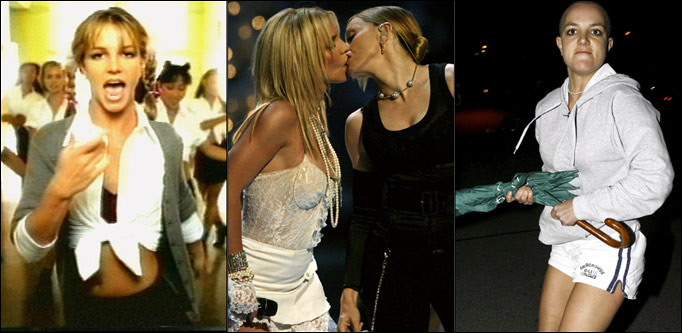 Britney Spears in Hit Me Baby One More Time, that infamous Madonna snog and 