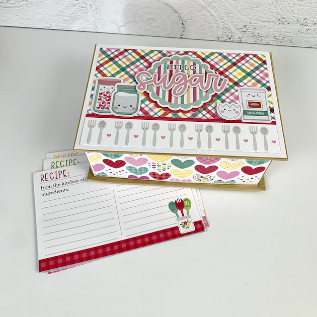 Handmade Recipe Box with the Doodlebug Made with Love paper collection