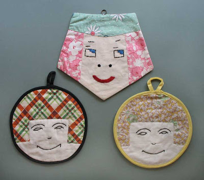 vintage potholder faces