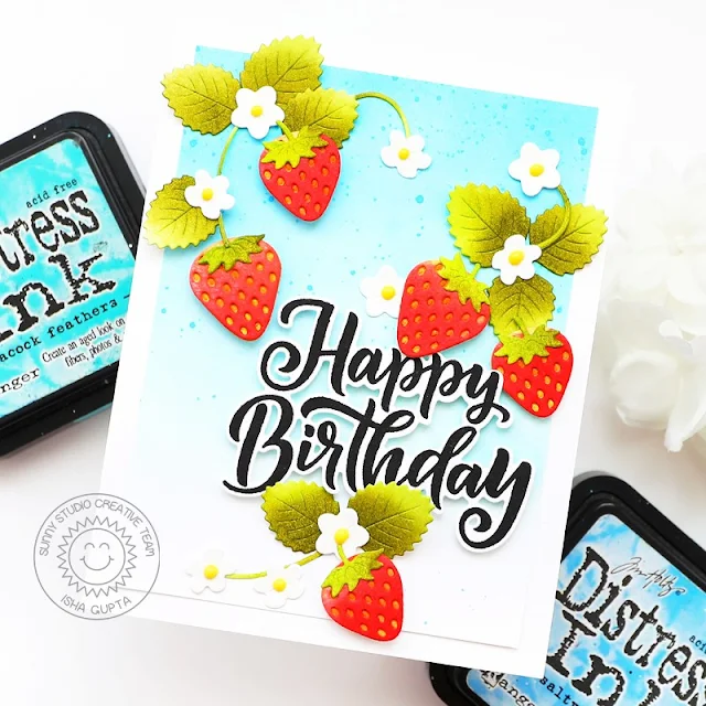 Sunny Studio Stamps: Strawberry Patch Birthday Card by Isha Gupta (featuring Big Bold Greetings)