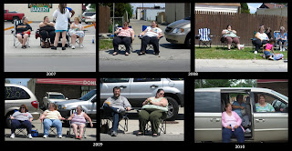 donut town ladies, parade, stretch pants, spandex, fat, chair, van