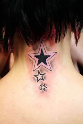 star tattoo,neck star tattoo