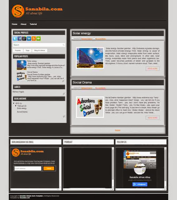 Free Download Simple Dark Template Keren Untuk Blog