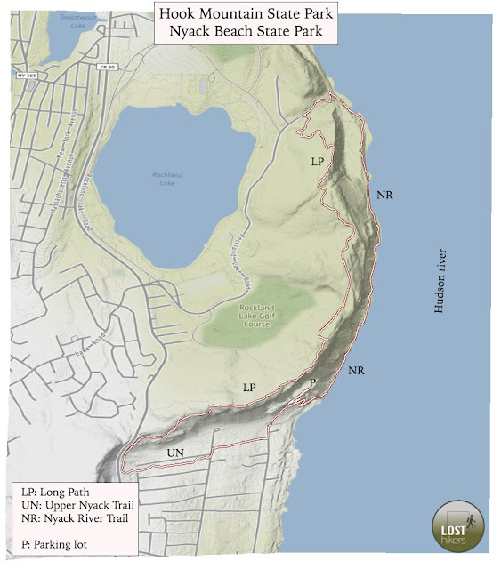 Ruta y mapa de la excursión a Hook Mountain State Park via Nyack Beach State Park