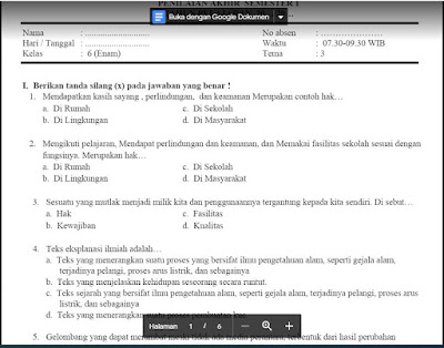 PAS Tema 3 Kelas 6 Kurikulum 2013