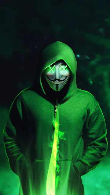 Green Hoodie Anonymous Mask hd Wallpaper