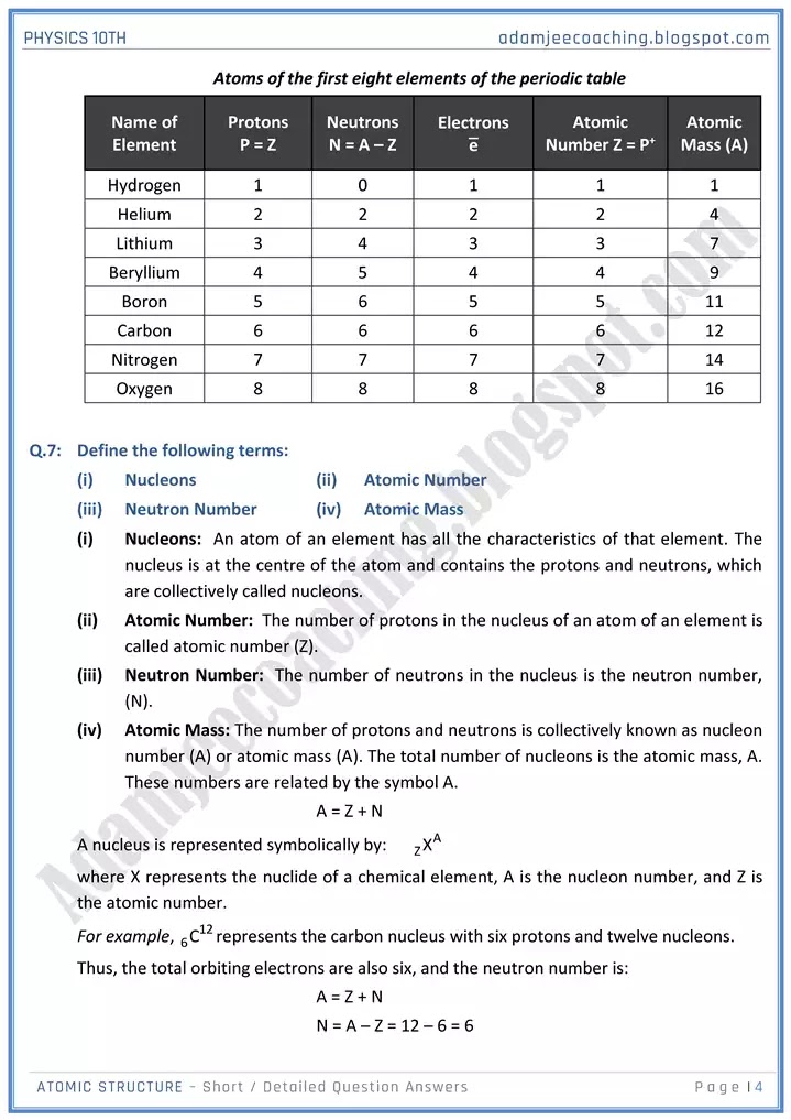 atomic-structure-short-and-detailed-answer-questions-physics-10th