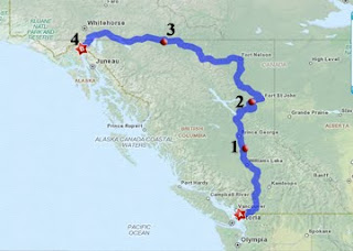 Map of car trip Bellingham WA to Skagway AK