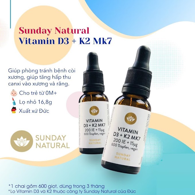 Vitamin D3 và K2 MK7 Sunday Nutural