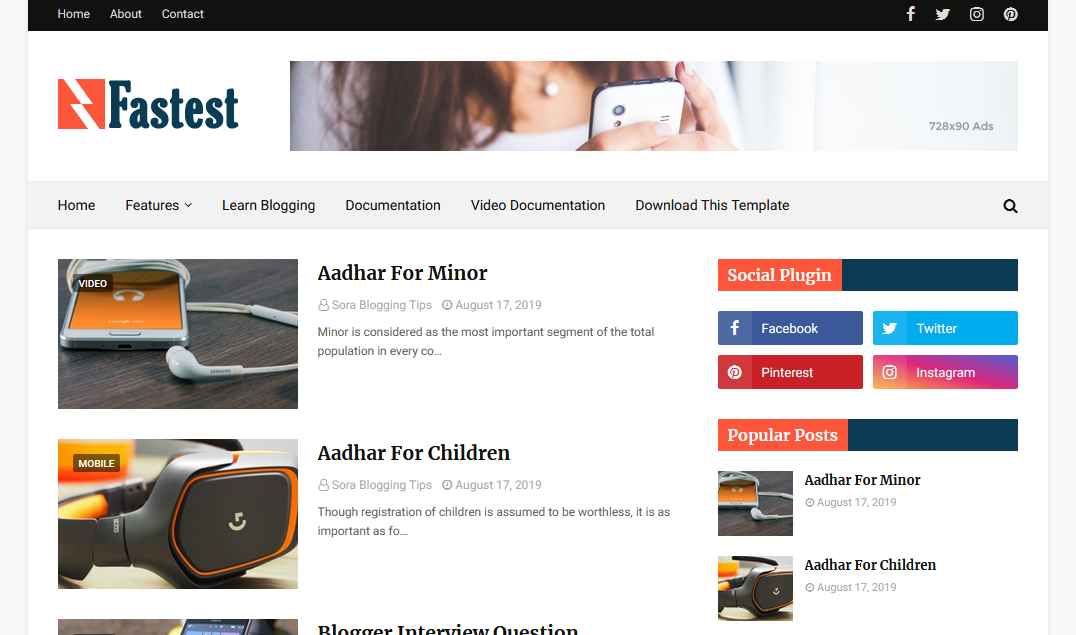 Every blogger want a unique and professional design for blogs Fastest Blogger Template