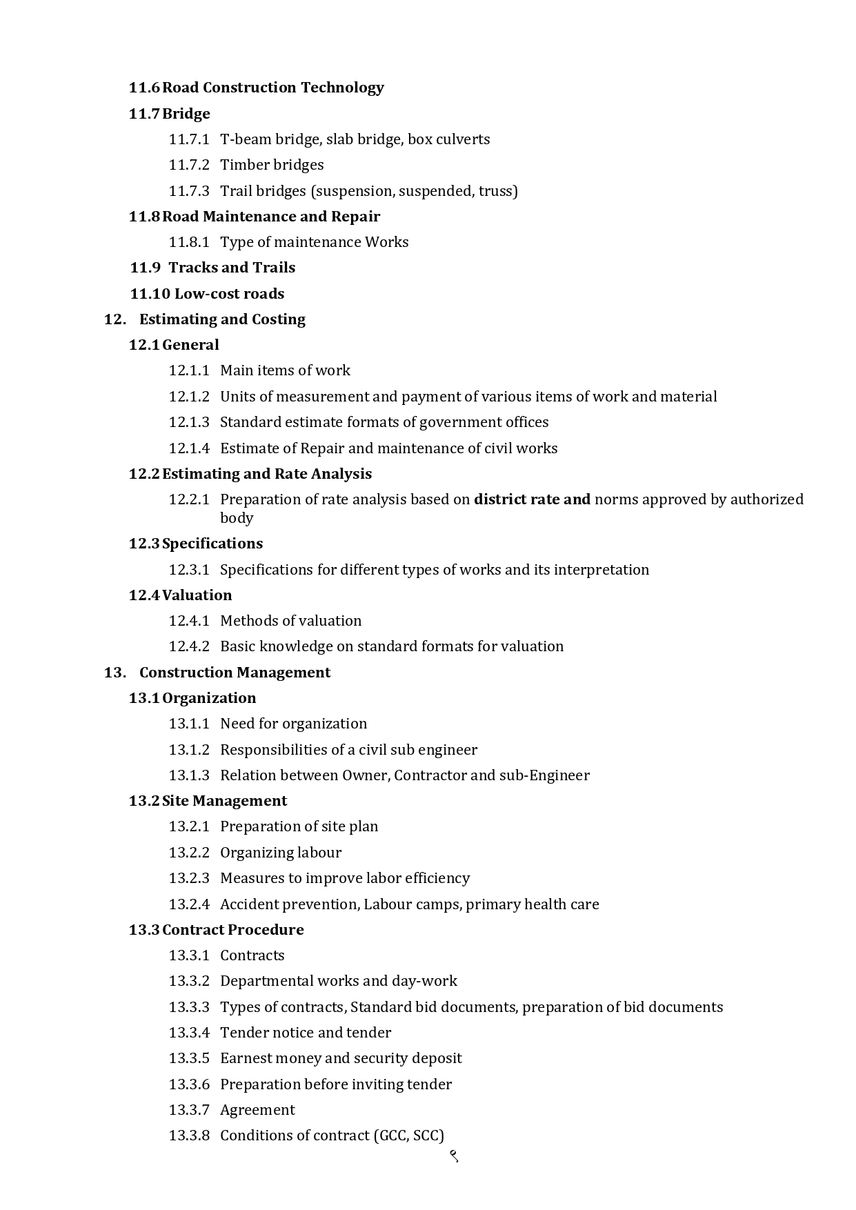 Koshi Pradesh Sub-Engineer Level 5 Technical Syllables कोशी प्रदेश प्राविधिक सब-ईन्जिनियर तह ५ पाठ्यक्रम