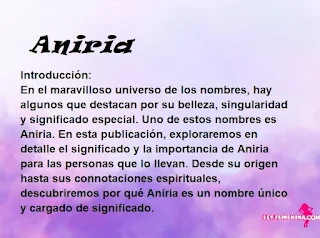 significado del nombre Aniria