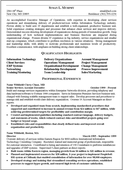 Executive Resume Samples - Slim Image