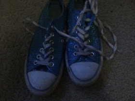 blue sparkly converse style sneakers