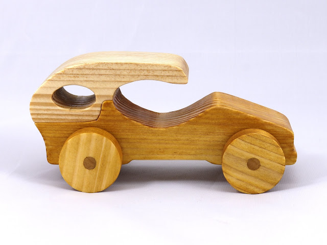 Handmade Wood Toy Car Hot Rod Roadster Coupe From The Speedy Wheels Series