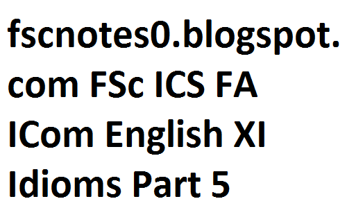 fsc notes, fscnotes, fsc english notes, fsc notes english, english idioms, idioms, FSc ICS FA ICom English XI Idioms Part 5