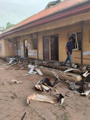 Some damaged INEC building in Owerri ... INEC records 3rd attacks on facilities in Imo State - ITREALMS