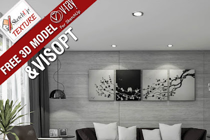 Free Sketchup Model Modern Concrete Living Room & Vray Visopt