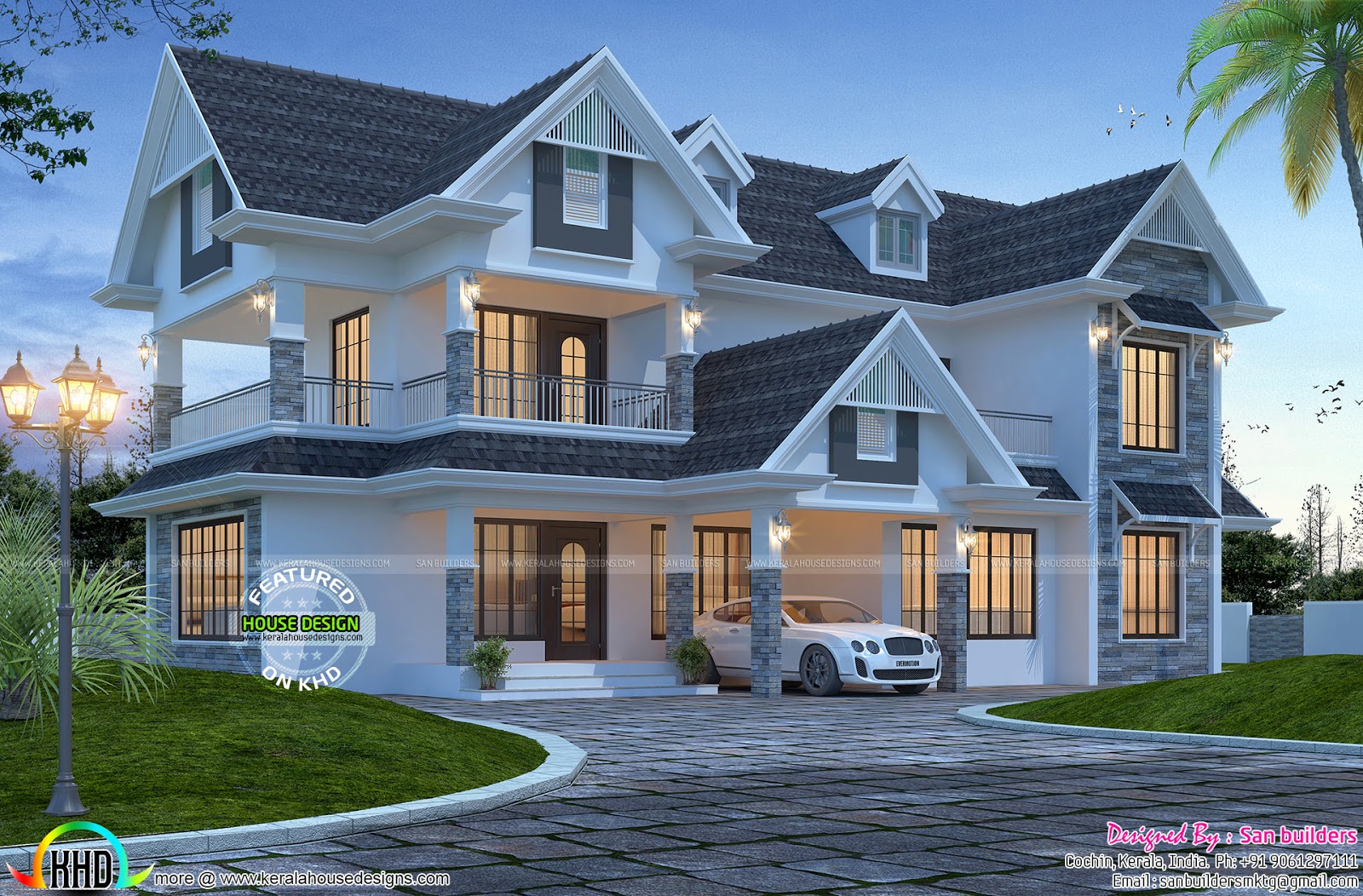Awesome western style 2600  sq  ft  home  Kerala home  design  