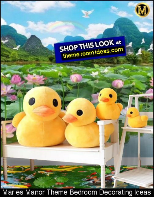 duck pond wallpaper mural large plush ducks duck bedroom decor