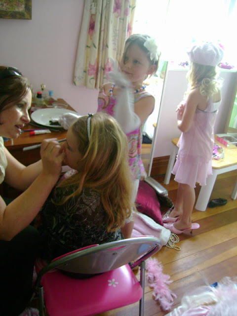 Fancy Nancy Party - getting makeup